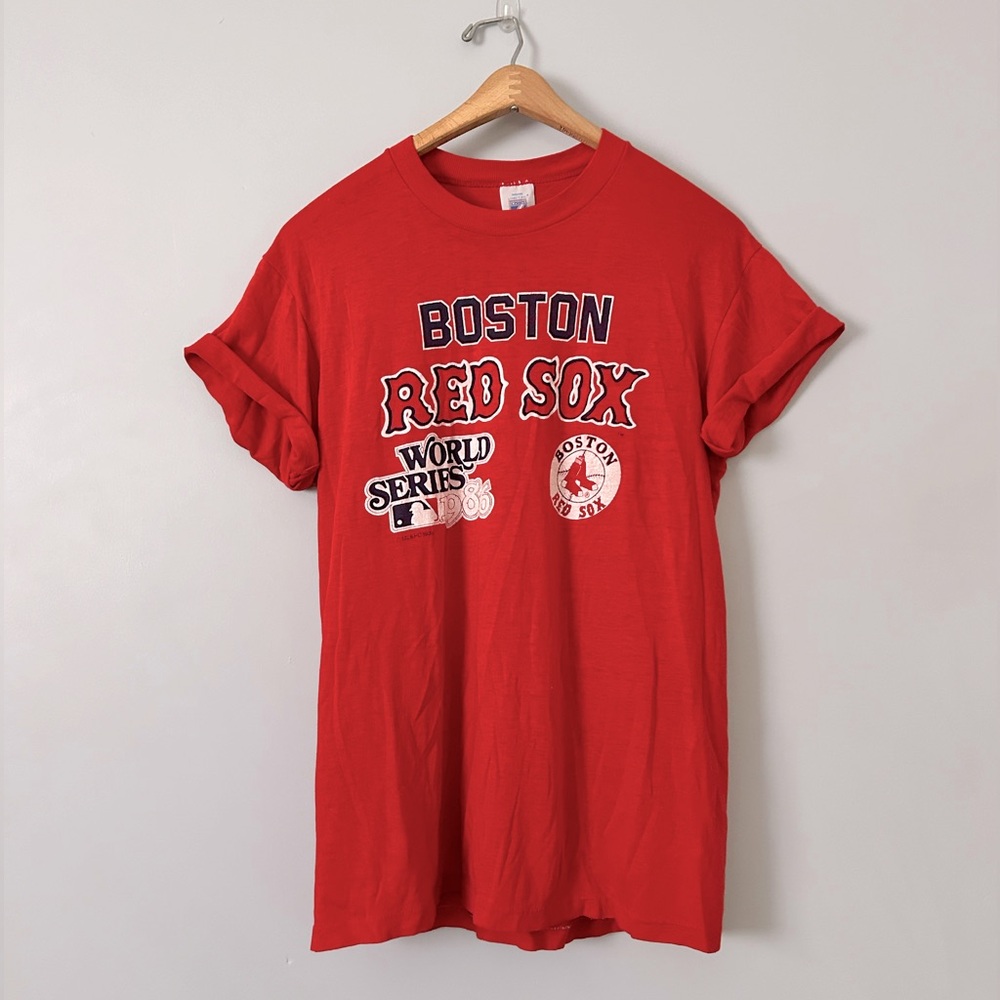 Vintage 1986 Boston Red Sox World Series paper thin single stitch T-shirt